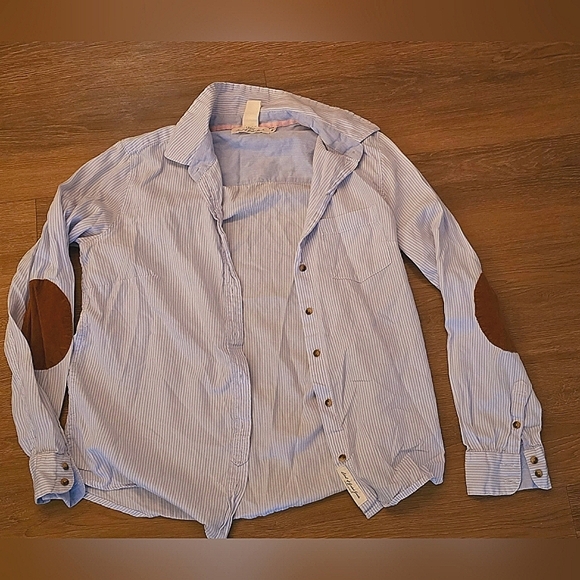 H&M long sleeve button down with corduroy elbow patches size 14 - Picture 1 of 9
